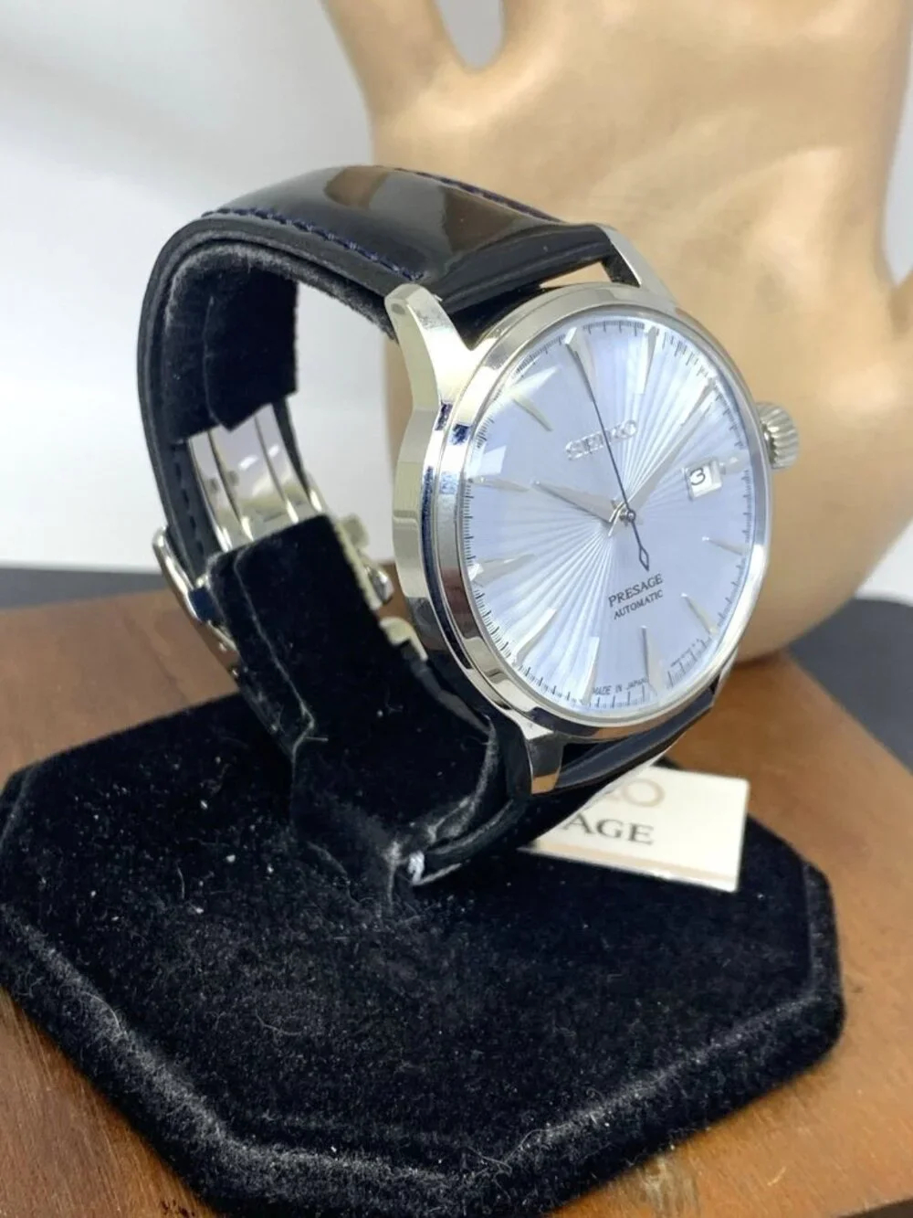 Seiko Men's Watch SRPB43 Presage Automatic Blue Dial Black Leather Band 40mm